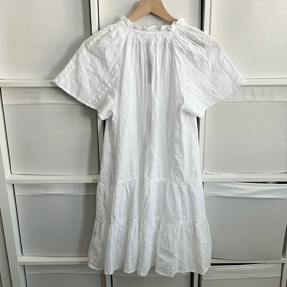 J. Crew Ruffle Trim Tiered Mini Dress White